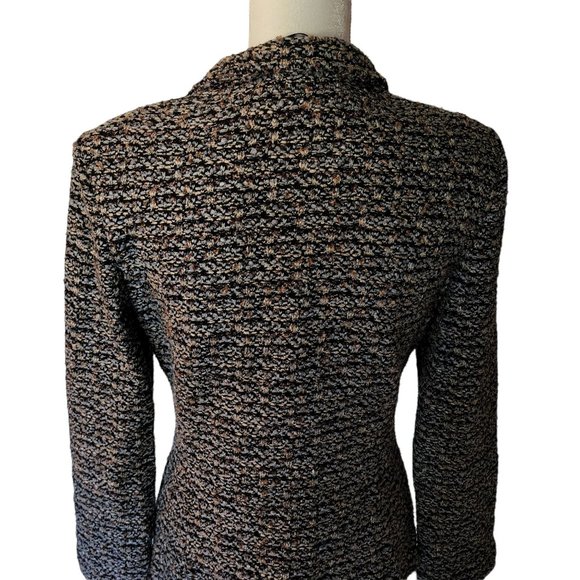 St. John Jacket Blazer Tweed Black Brown Blue Bronze size 8 Pockets Wool Blend - Picture 16 of 16